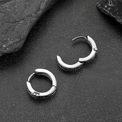 Viking Valknut Hoop Earrings with Rune for Men Stainless Steel