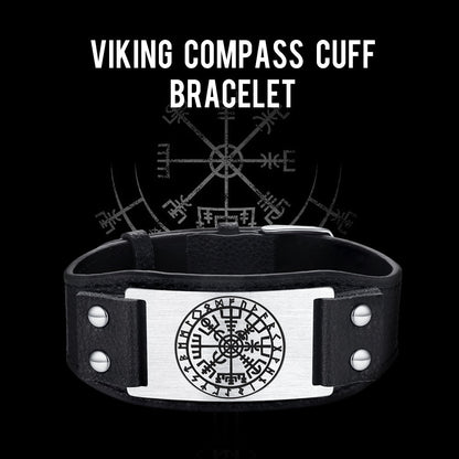 Norse Viking Compass Leather Bracelet Wristband For Men Son
