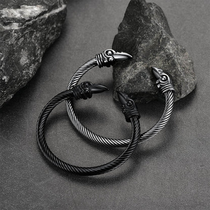 FaithHeart Viking Raven Cuff Bracelet Bangle for Men