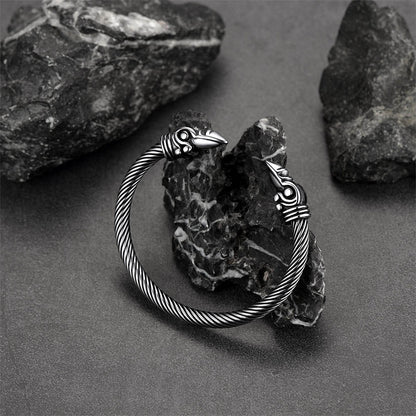 FaithHeart Viking Raven Cuff Bracelet Bangle for Men