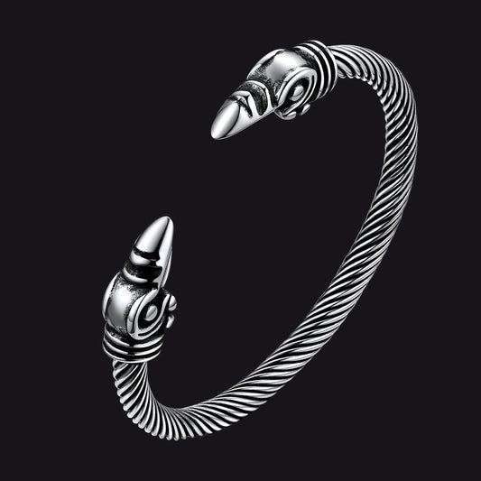 FaithHeart Viking Raven Cuff Bracelet Bangle for Men