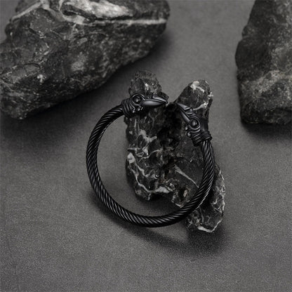 FaithHeart Viking Raven Cuff Bracelet Bangle for Men