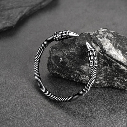 Viking Runes Skull Arm Ring Dangle Bracelet for Men
