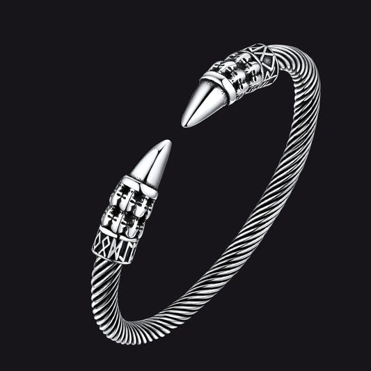 Viking Runes Skull Arm Ring Dangle Bracelet for Men
