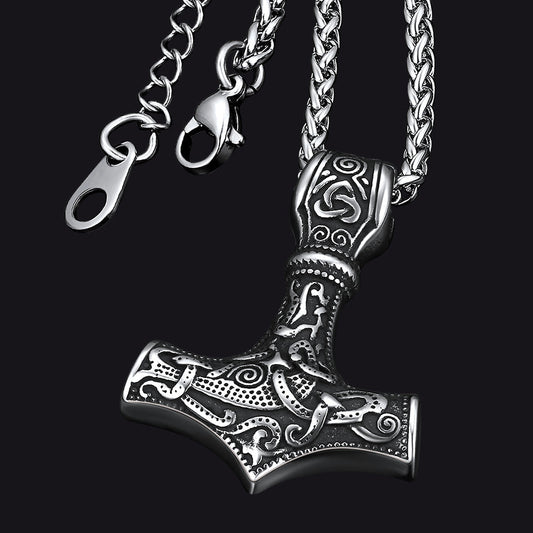 Norse Viking Thor's Hammer Necklace Mjolnir Pendant for Men