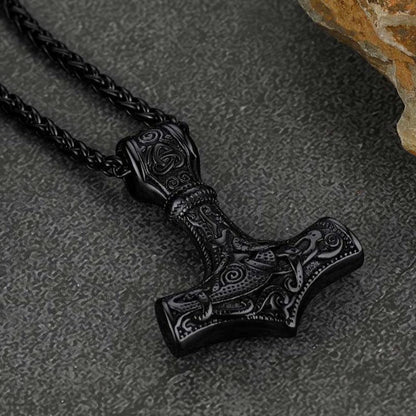 Norse Viking Thor's Hammer Necklace Mjolnir Pendant for Men