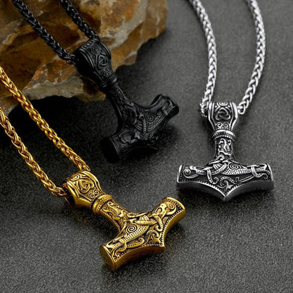 Norse Viking Thor's Hammer Necklace Mjolnir Pendant for Men