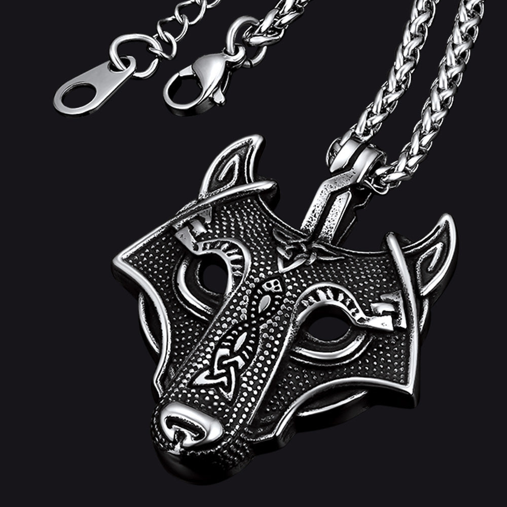 Norse Viking Celtic Wolf Necklace Amulet Jewelry For Men