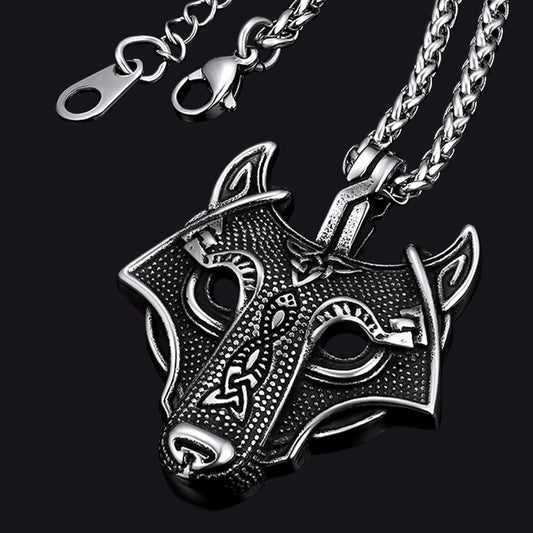Norse Viking Celtic Wolf Necklace Amulet Jewelry For Men