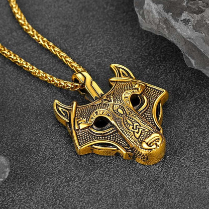 Norse Viking Celtic Wolf Necklace Amulet Jewelry For Men