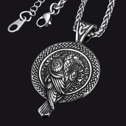 Viking Odin's Raven Pendant Necklace for Men
