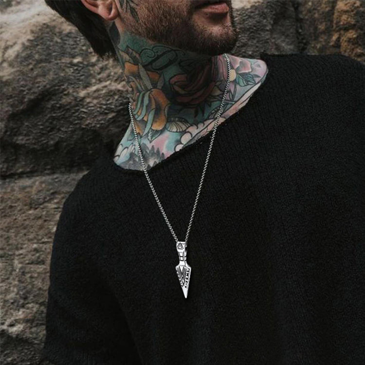 Viking Odin Gungnir Sword Necklace with Runes For Men
