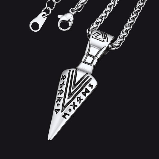 Viking Odin Gungnir Sword Necklace with Runes For Men