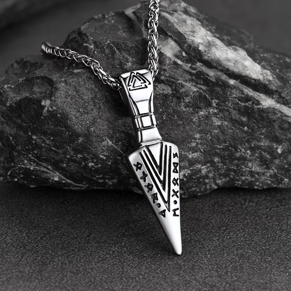 Viking Odin Gungnir Sword Necklace with Runes For Men
