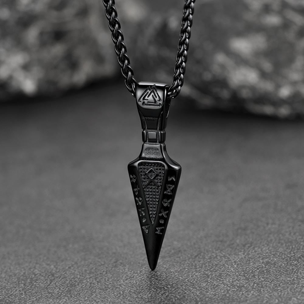 Viking Odin Gungnir Sword Necklace with Runes For Men