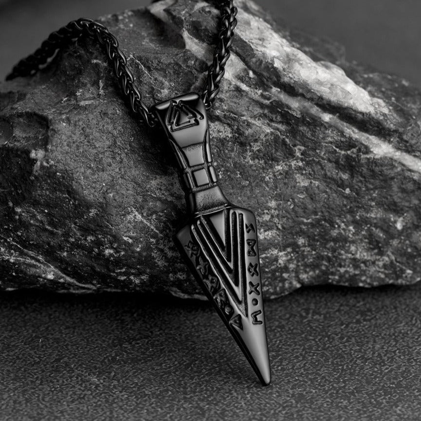 Viking Odin Gungnir Sword Necklace with Runes For Men