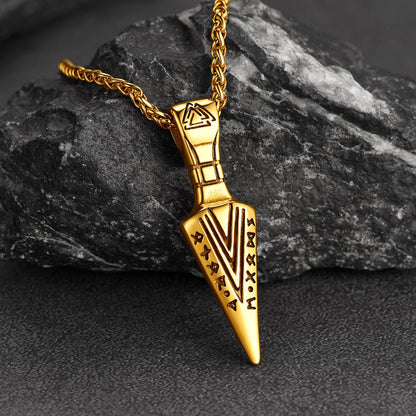 Viking Odin Gungnir Sword Necklace with Runes For Men