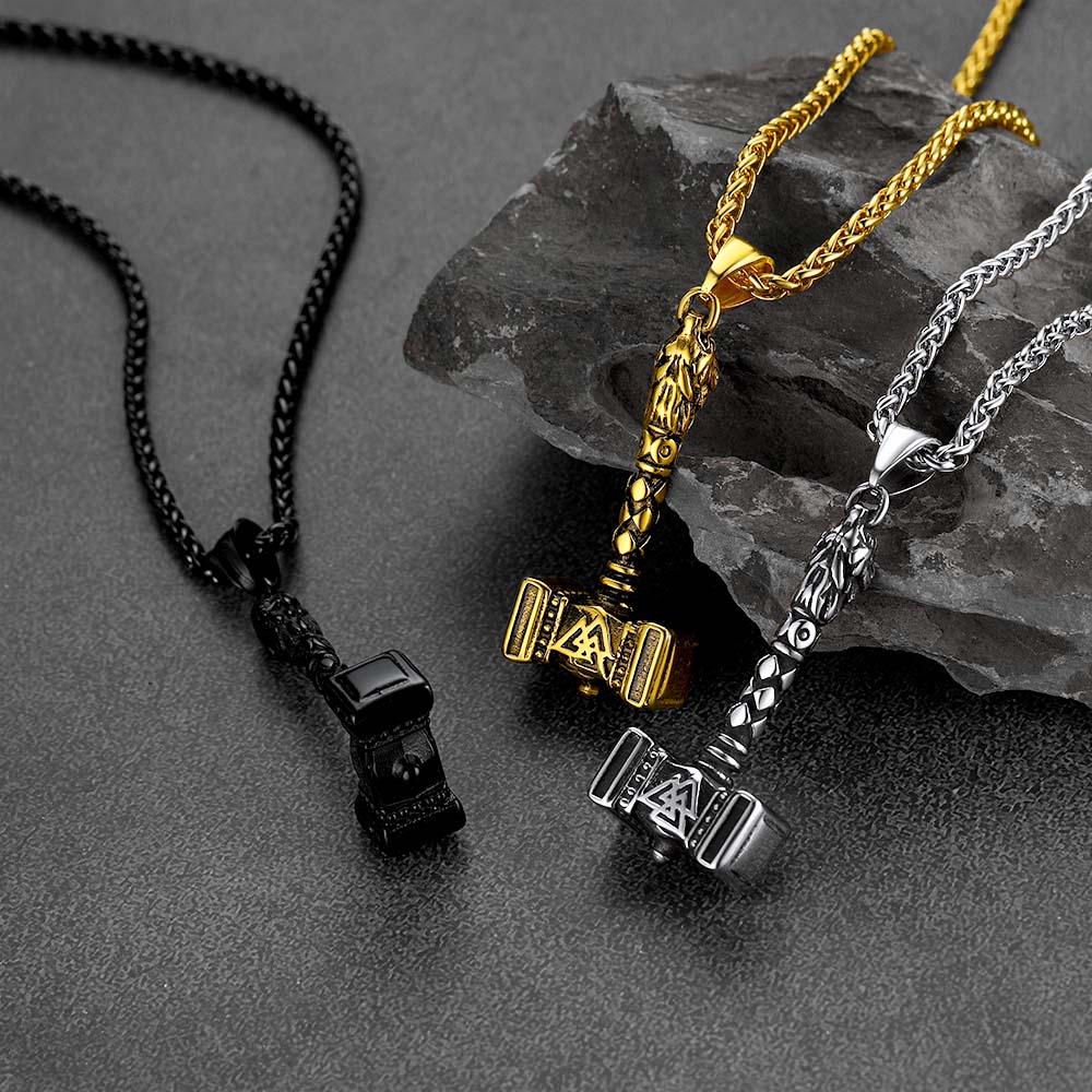Thor's Hammer Mjolnir Necklace Viking Charm For Men
