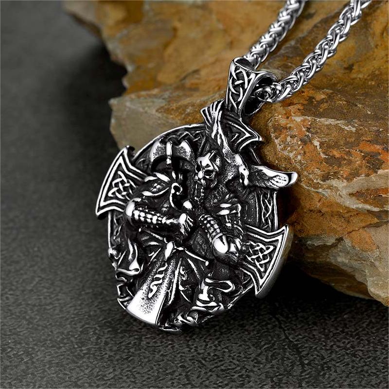 Norse Viking Odin Cross Pendant Necklace for Men