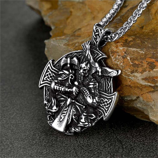 Norse Viking Odin Cross Pendant Necklace for Men