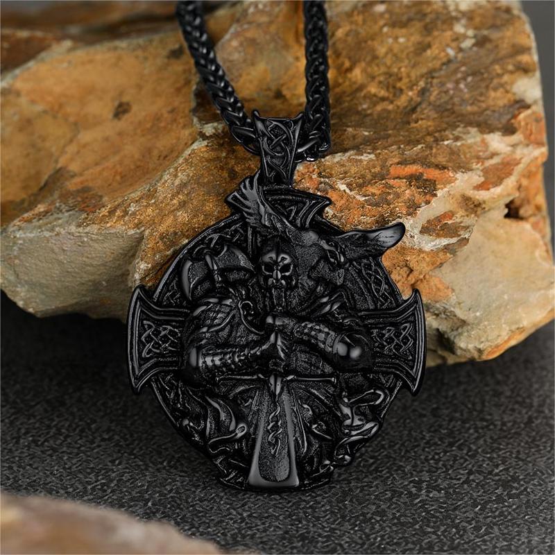 Norse Viking Odin Cross Pendant Necklace for Men