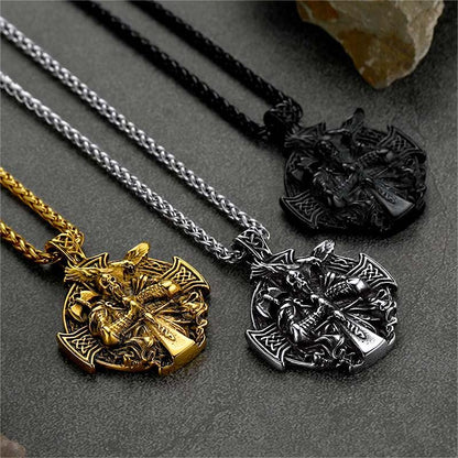 Norse Viking Odin Cross Pendant Necklace for Men