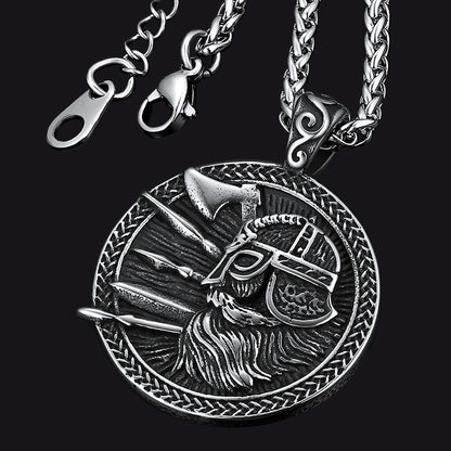 Norse Viking Odin Warrior Pendant Necklace for Men