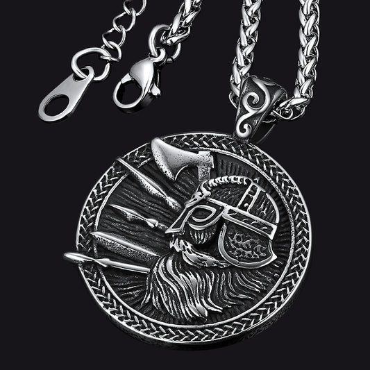 Norse Viking Odin Warrior Pendant Necklace for Men