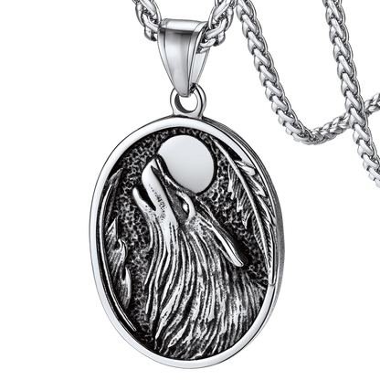Norse Viking Wolf Pendant Necklace for Men