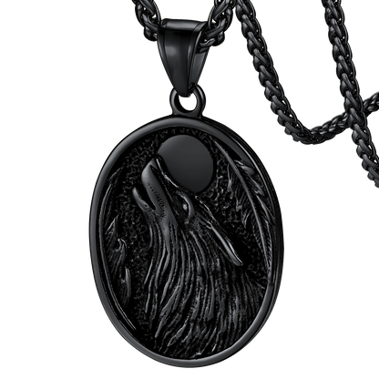 Norse Viking Wolf Pendant Necklace for Men