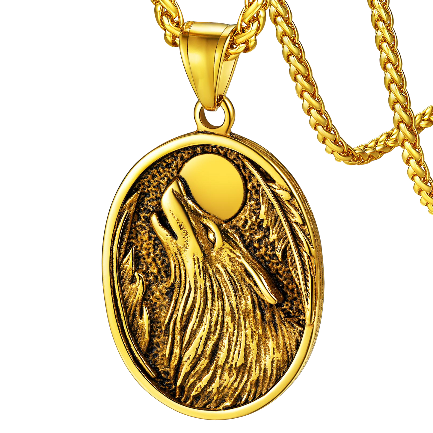Norse Viking Wolf Pendant Necklace for Men