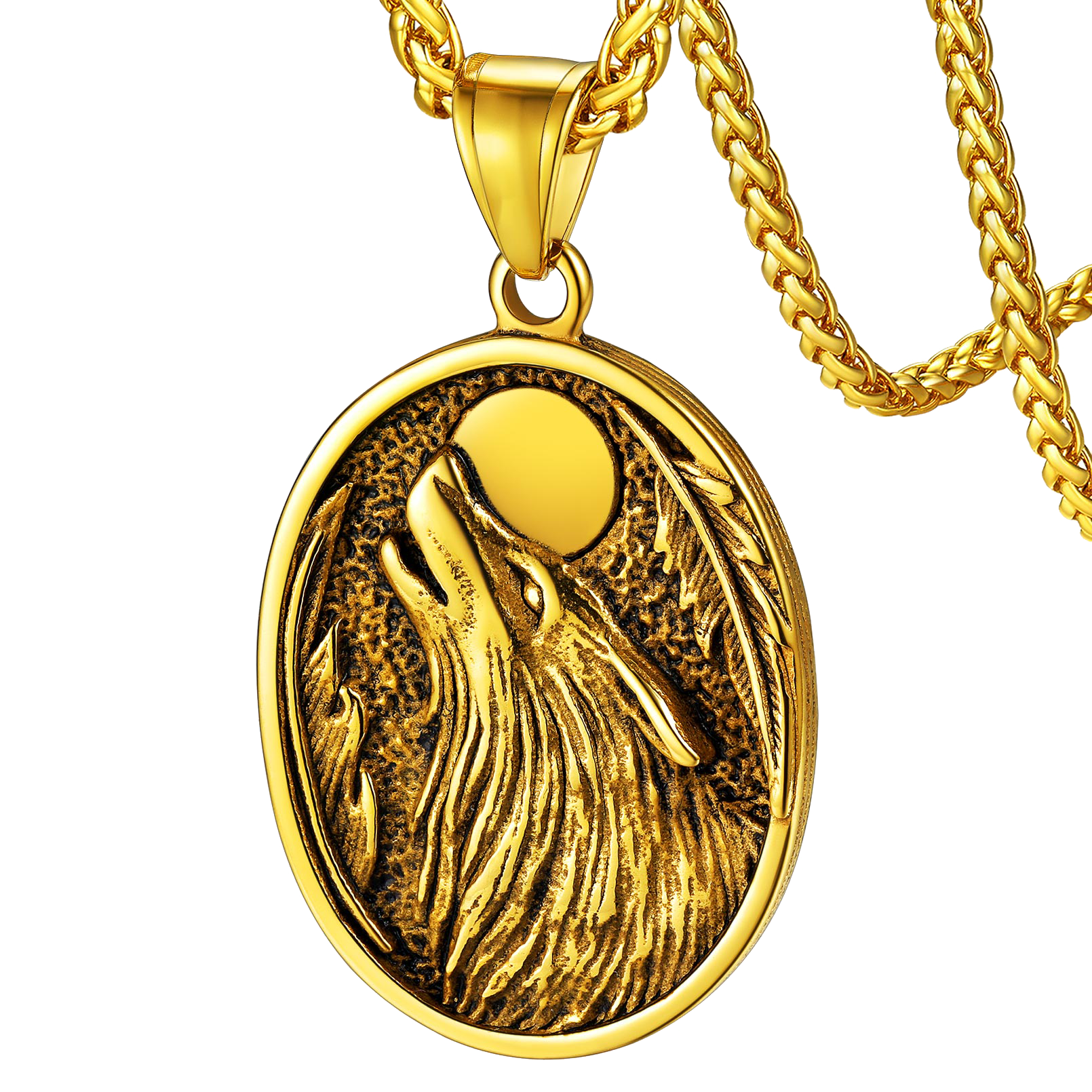 Norse Viking Wolf Pendant Necklace for Men