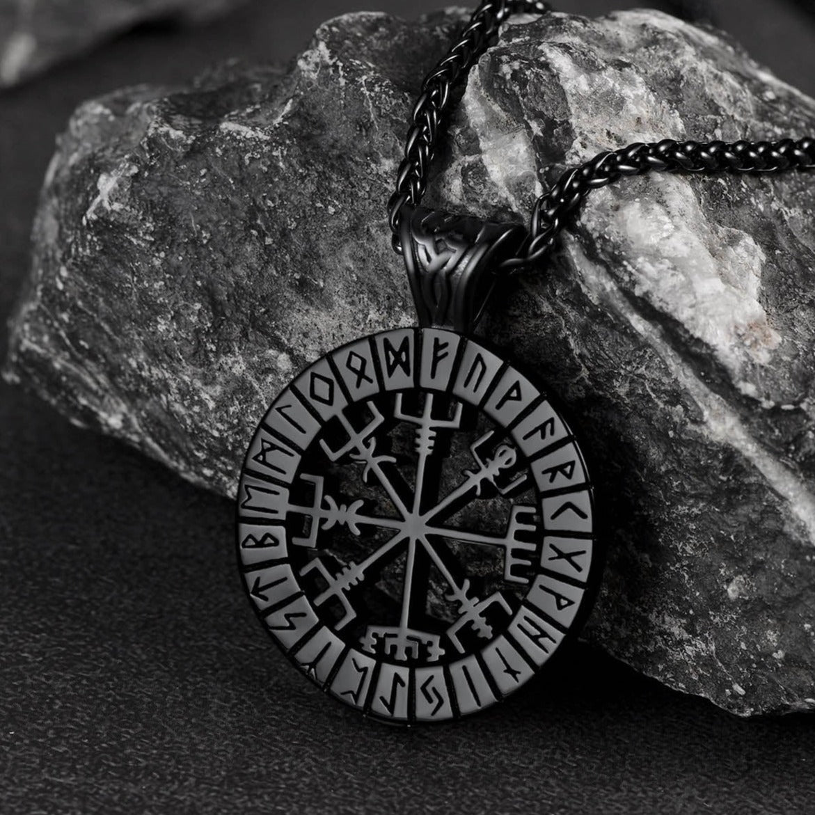 Viking Runes Vegvisir Compass Necklace Pendant For Men