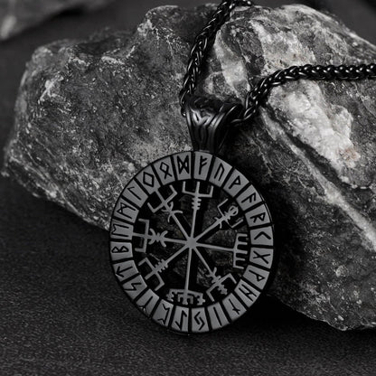 Viking Runes Vegvisir Compass Necklace Pendant For Men