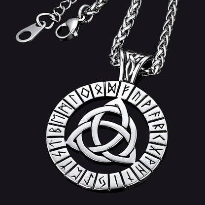 Celtic Knot Necklace with Viking Runes for Men