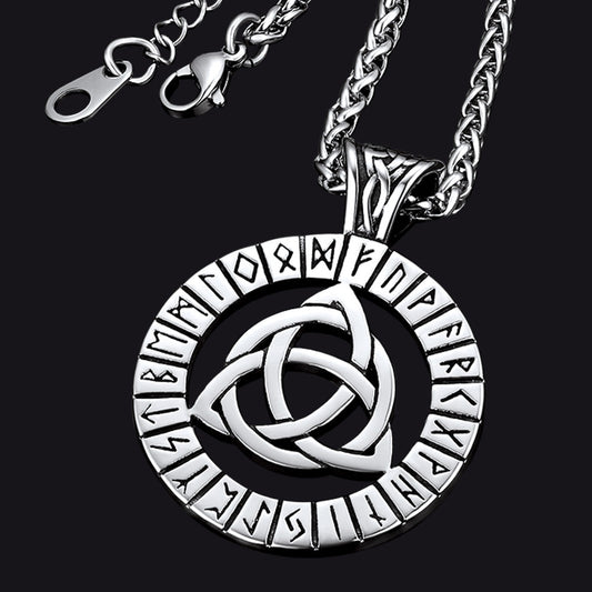 Celtic Knot Necklace with Viking Runes for Men