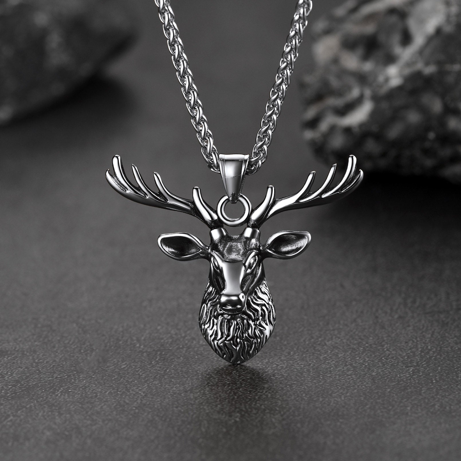 Vintage Viking Deer Necklace Pendant for Men Women
