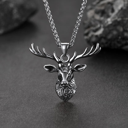 Vintage Viking Deer Necklace Pendant for Men Women