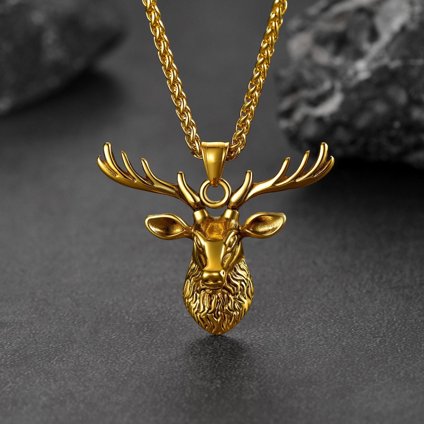 Vintage Viking Deer Necklace Pendant for Men Women