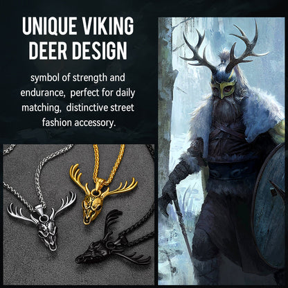 Viking Deer Necklace With Celtic Knot Christmas Gift for Men Women