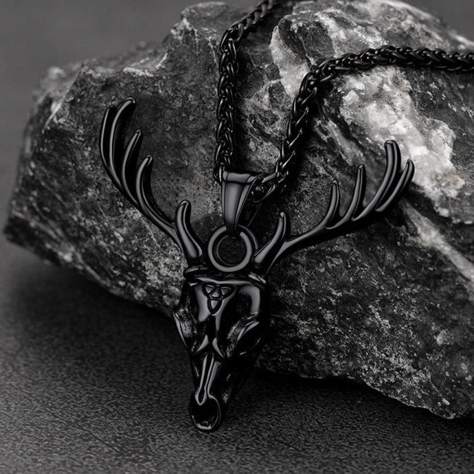 Viking Deer Necklace With Celtic Knot Christmas Gift for Men Women