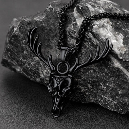 Viking Deer Necklace With Celtic Knot Christmas Gift for Men Women