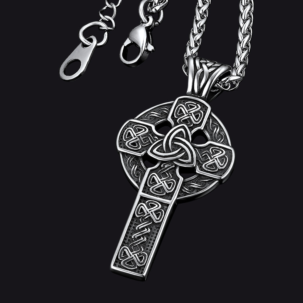 Irish Celtic Cross Necklace Pendant For Men Women