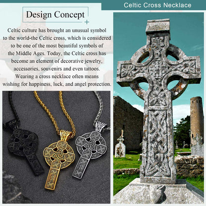 Irish Celtic Cross Necklace Pendant For Men Women