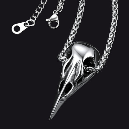 Viking Raven Skull Necklace For Men