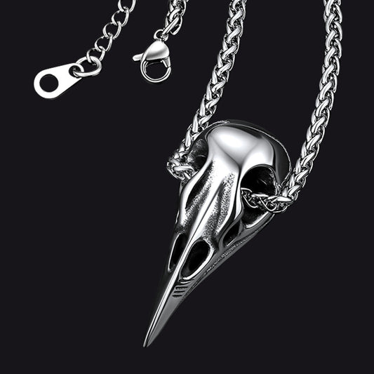 Viking Raven Skull Necklace For Men