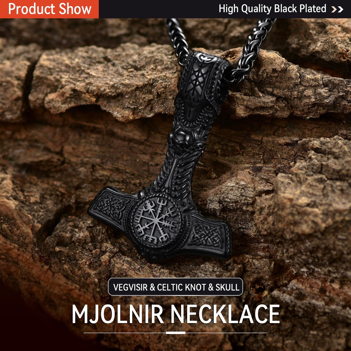 Viking Thor's Hammer Mjolnir Necklace Pendant For Men