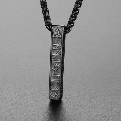 Engraved Viking Runes Bar Necklace Pendant Jewelry For Men