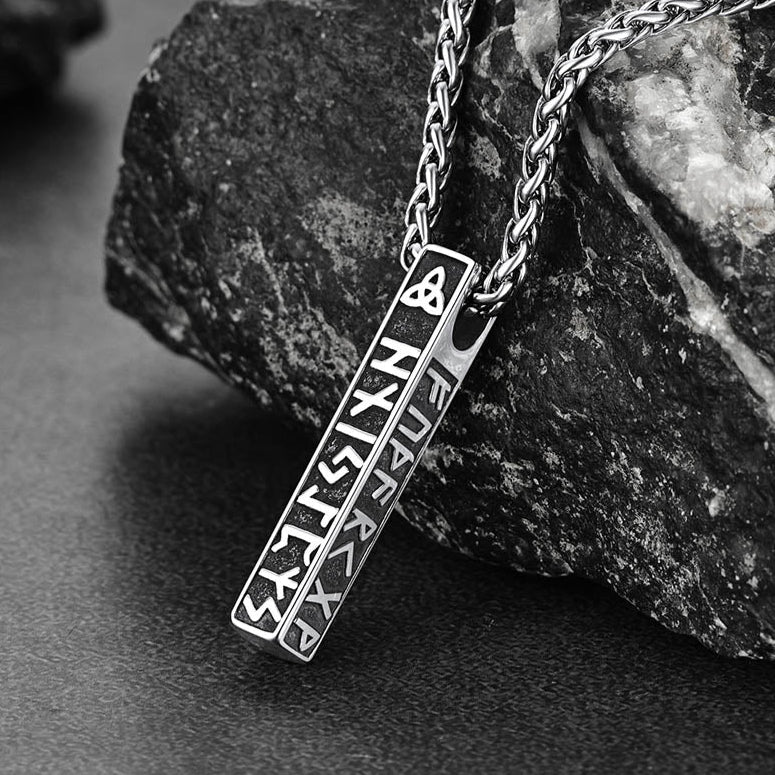 Cuban Chain & Viking Runes Bar Layered Necklaces Set for Men