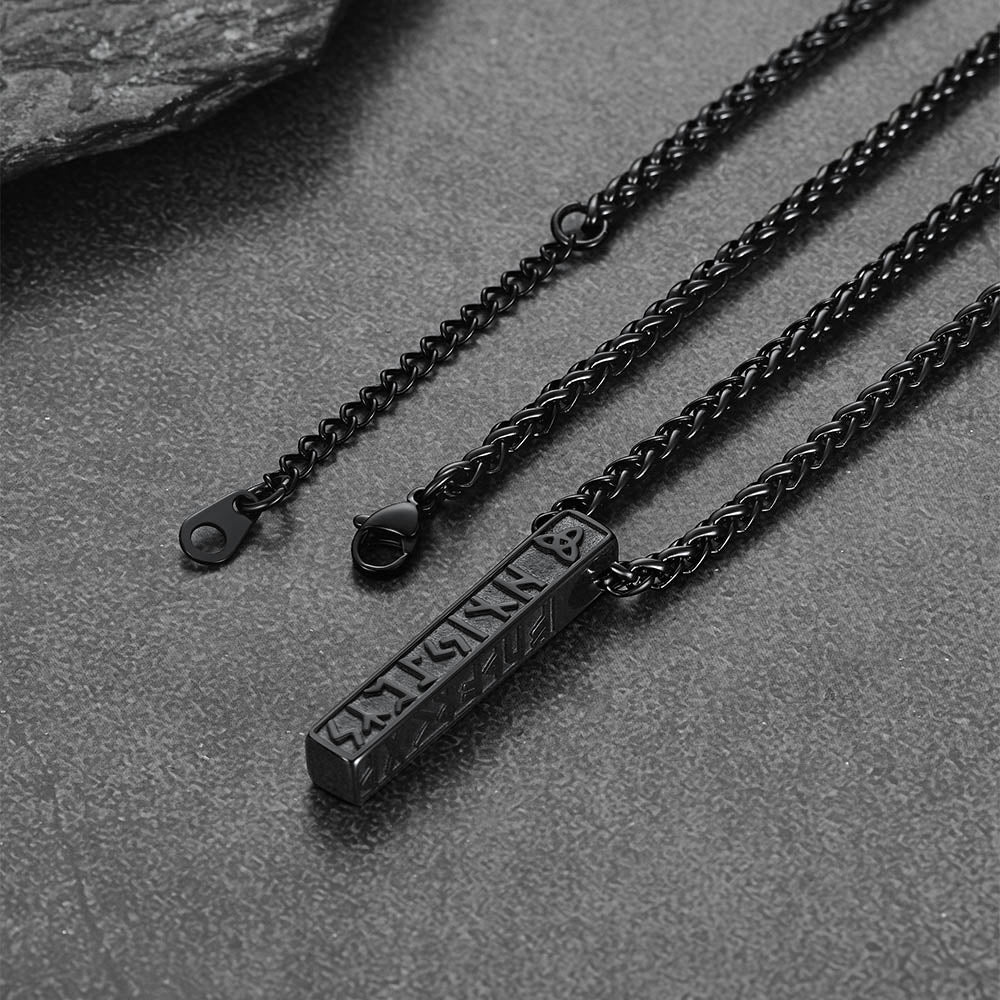 Cuban Chain & Viking Runes Bar Layered Necklaces Set for Men